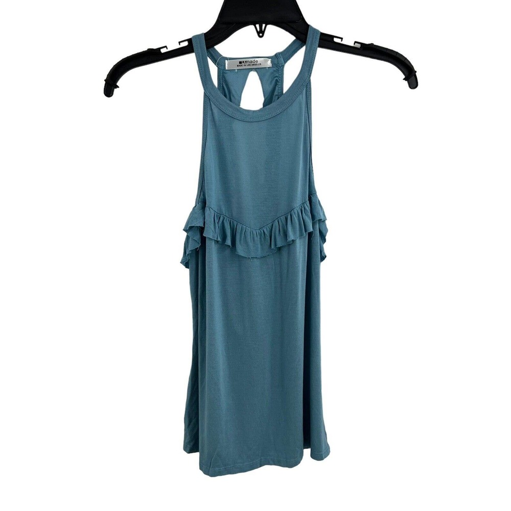 LAMade Blue Ruffle Tank Small New